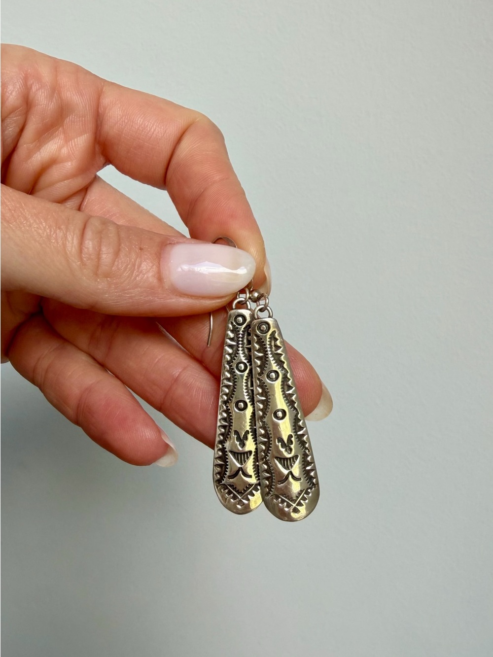 Handcrafted Sterling Silver Etched Drop Earrings